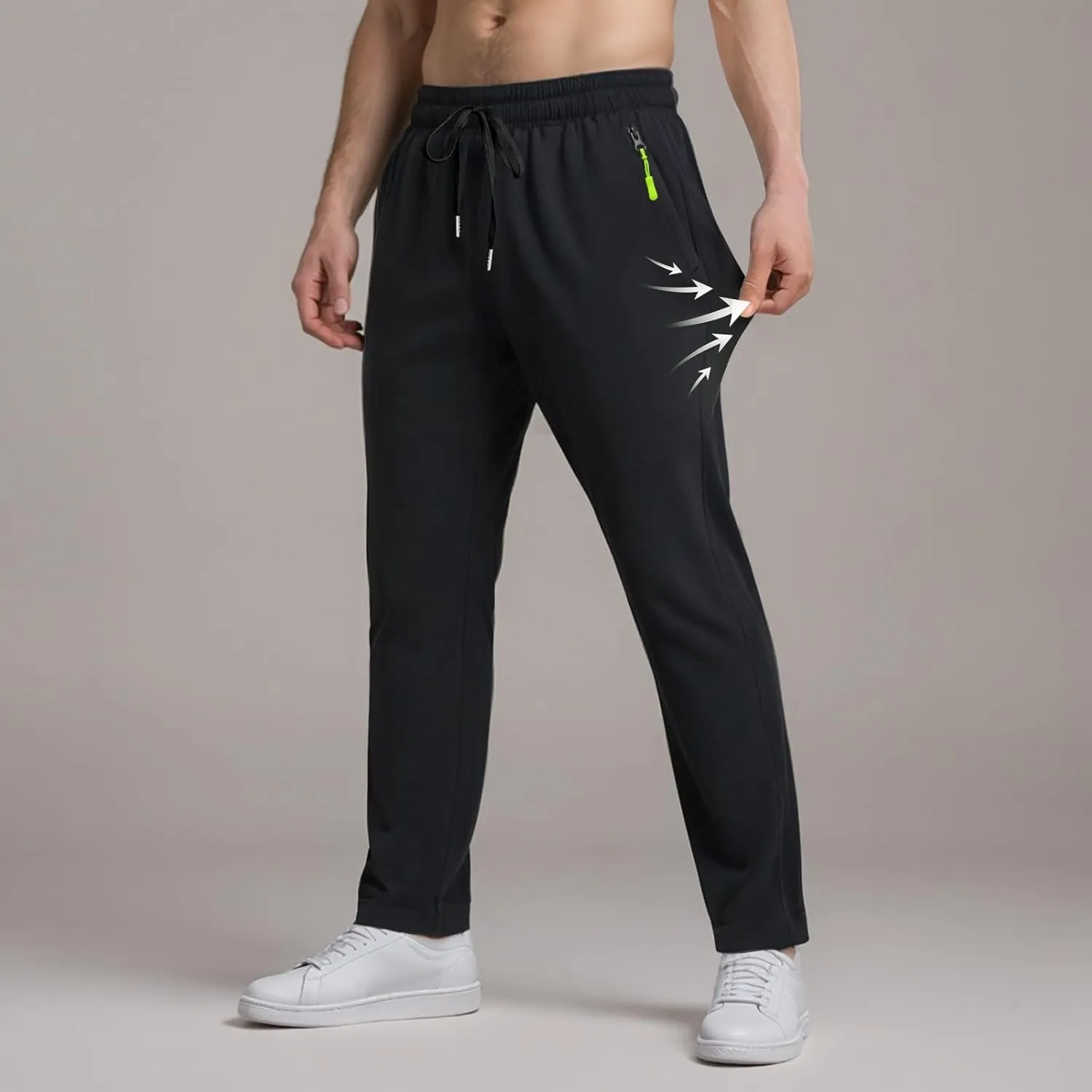 Summer Pants for Men Sweatpants Elastic Waist Drawstring Zipper Slim Leg Comfortable Soft Fit Summer Trendy Trousers