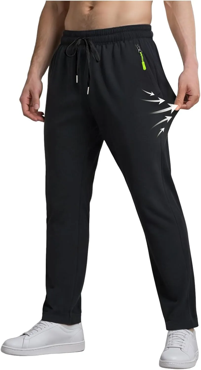 Summer Pants for Men Sweatpants Elastic Waist Drawstring Zipper Slim Leg Comfortable Soft Fit Summer Trendy Trousers