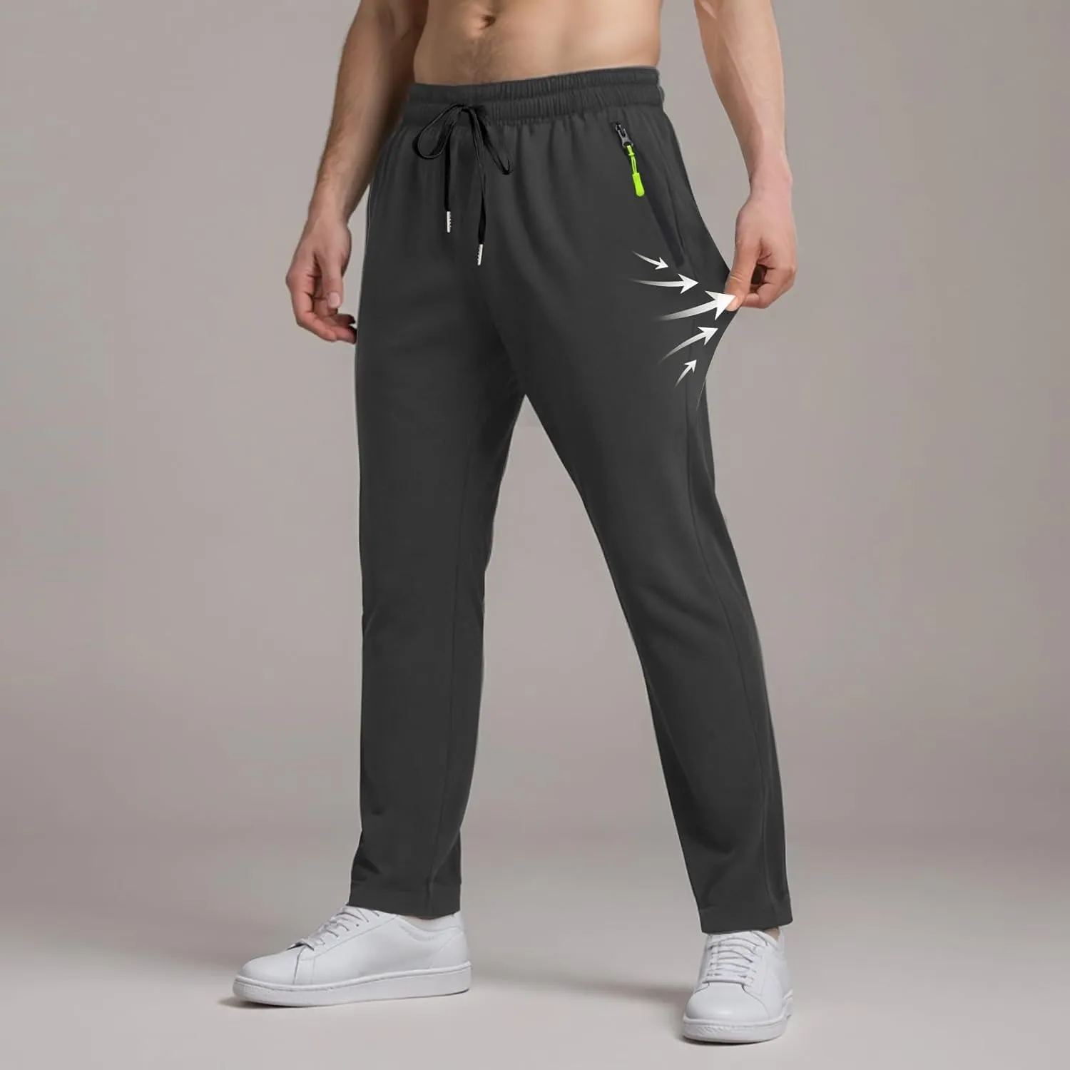 Summer Pants for Men Sweatpants Elastic Waist Drawstring Zipper Slim Leg Comfortable Soft Fit Summer Trendy Trousers