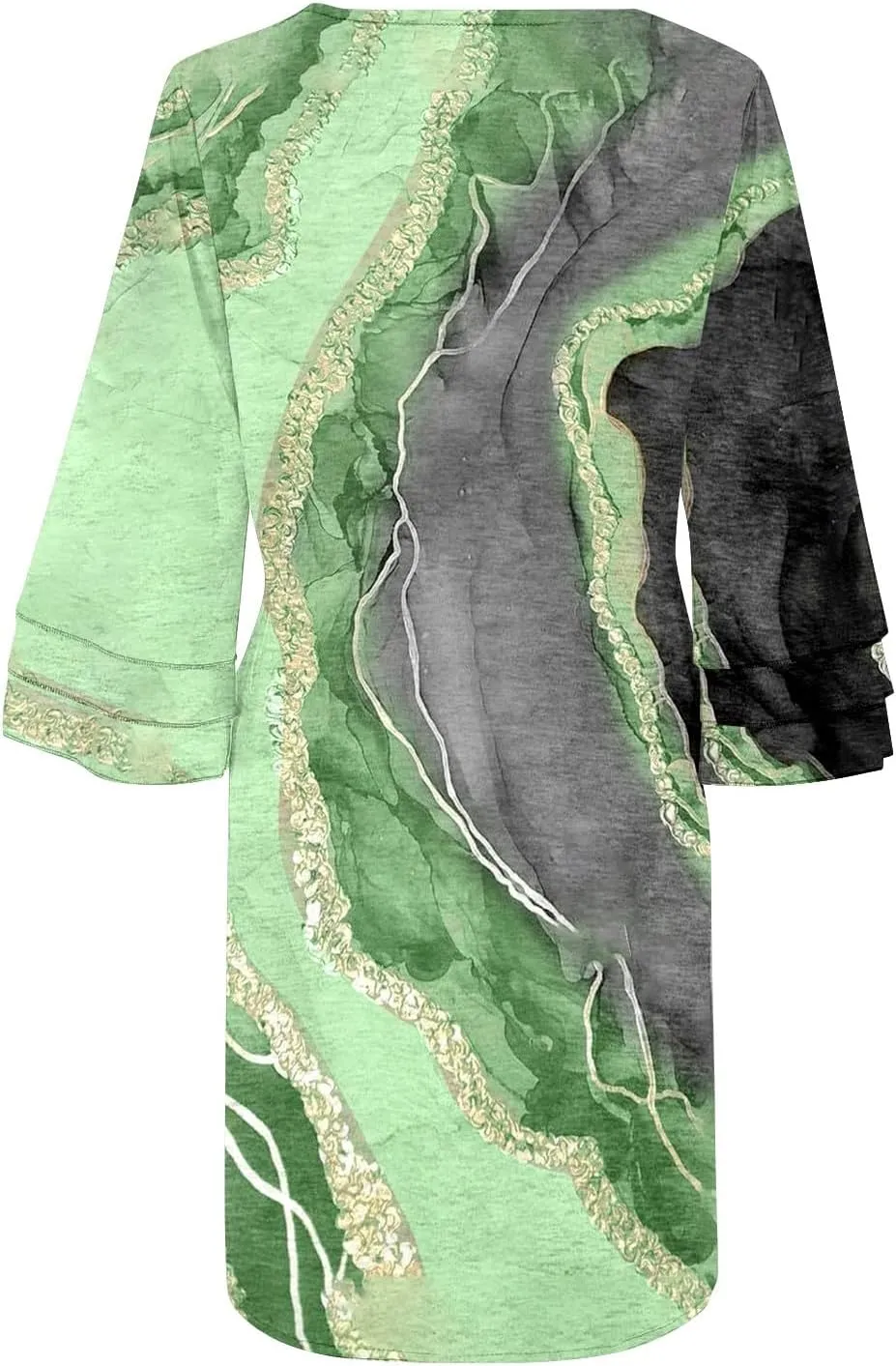 Summer Spring Dress Womens V Neck Cute Shift Dress Bell Sleeve Ruffle Hem Loose Swing Summer Boho Tunic Mini Dress