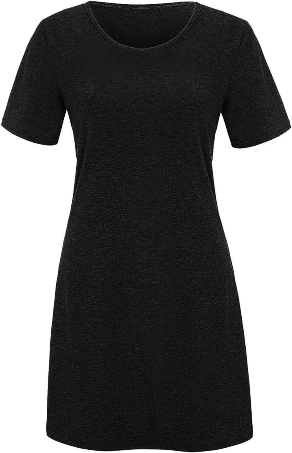 Summer T Shirt Dresses for Women Casual Side Slit Short Sleeve Crew Neck Solid Color Beach Mini Shift Dress