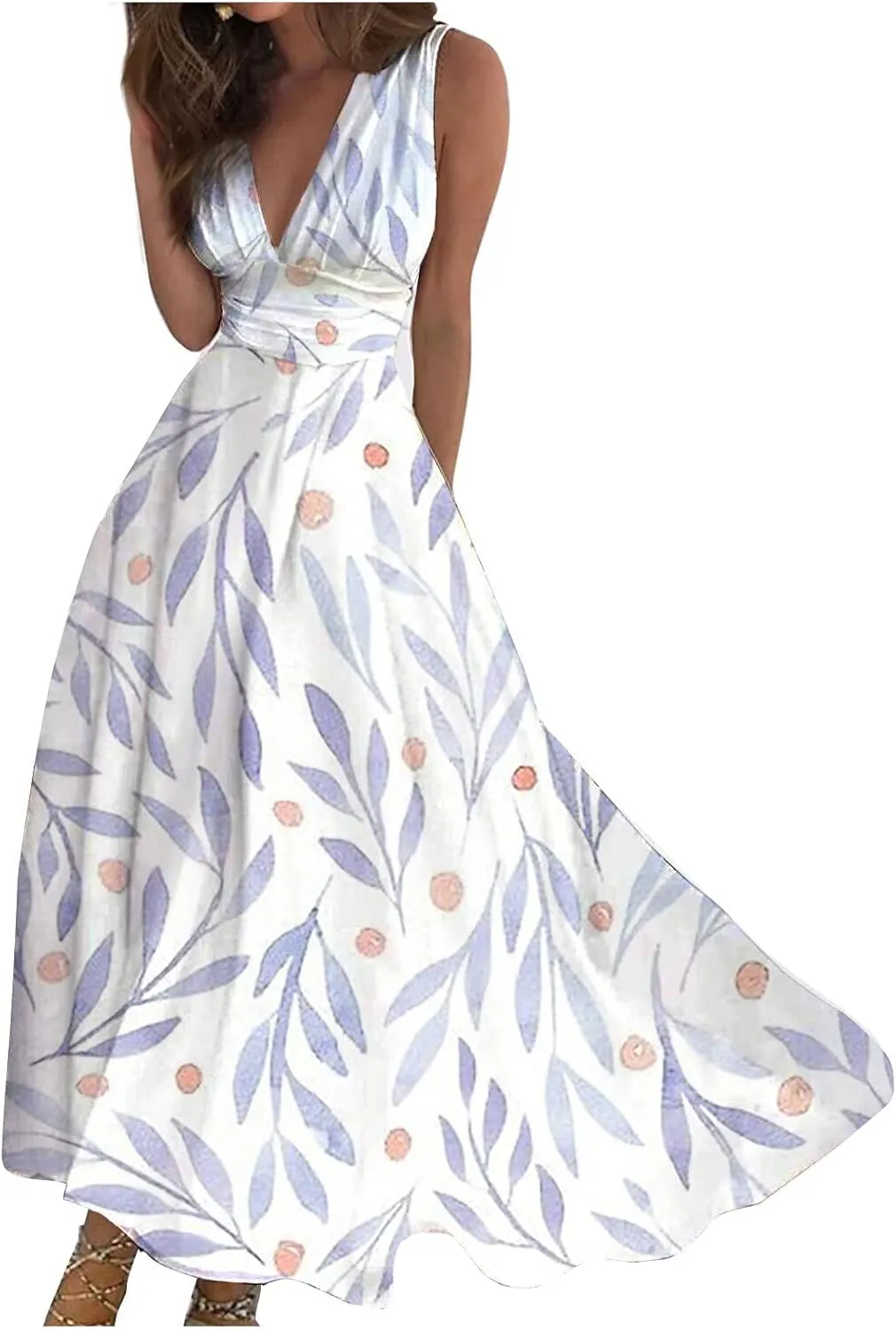 Tea Party Dresses for Woman Maxi V-Neck Stylish Flowy Easter Dresses Friends' Gathering Romantic Summer Dresses 2025 Vacation