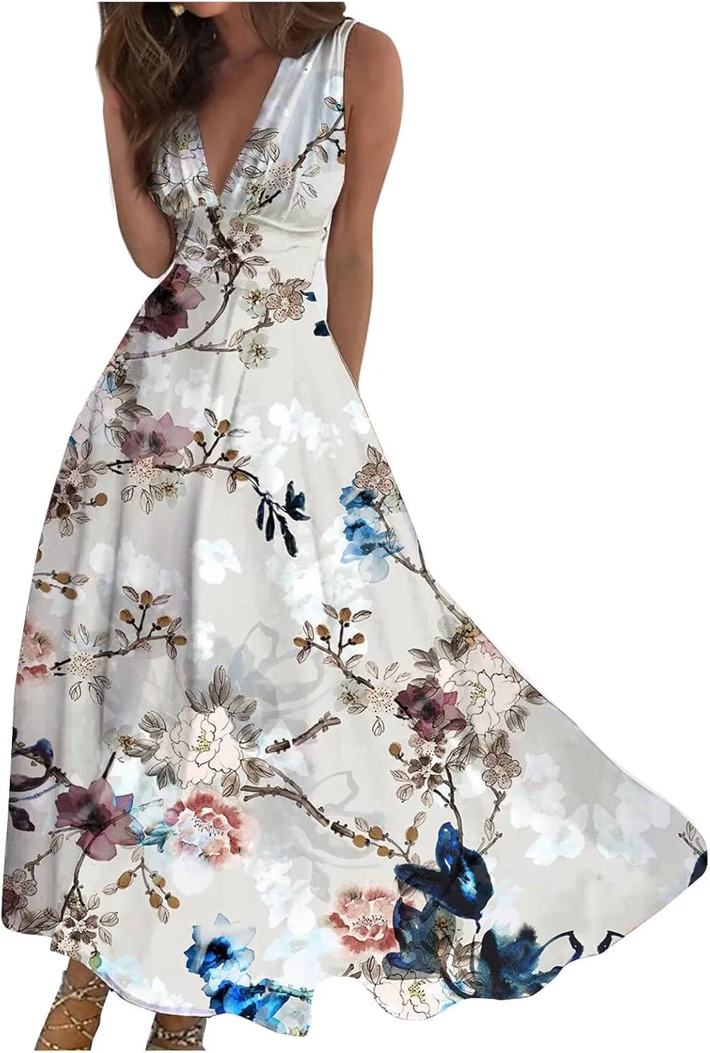 Tea Party Dresses for Woman Maxi V-Neck Stylish Flowy Easter Dresses Friends' Gathering Romantic Summer Dresses 2025 Vacation
