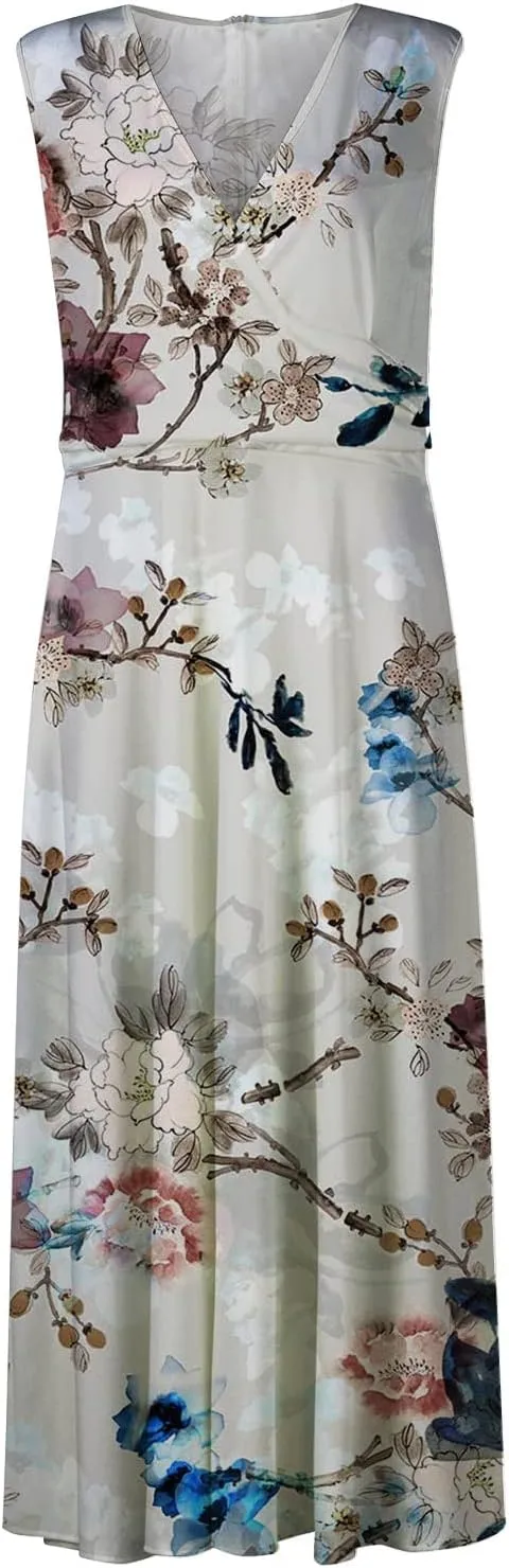 Tea Party Dresses for Woman Maxi V-Neck Stylish Flowy Easter Dresses Friends' Gathering Romantic Summer Dresses 2025 Vacation