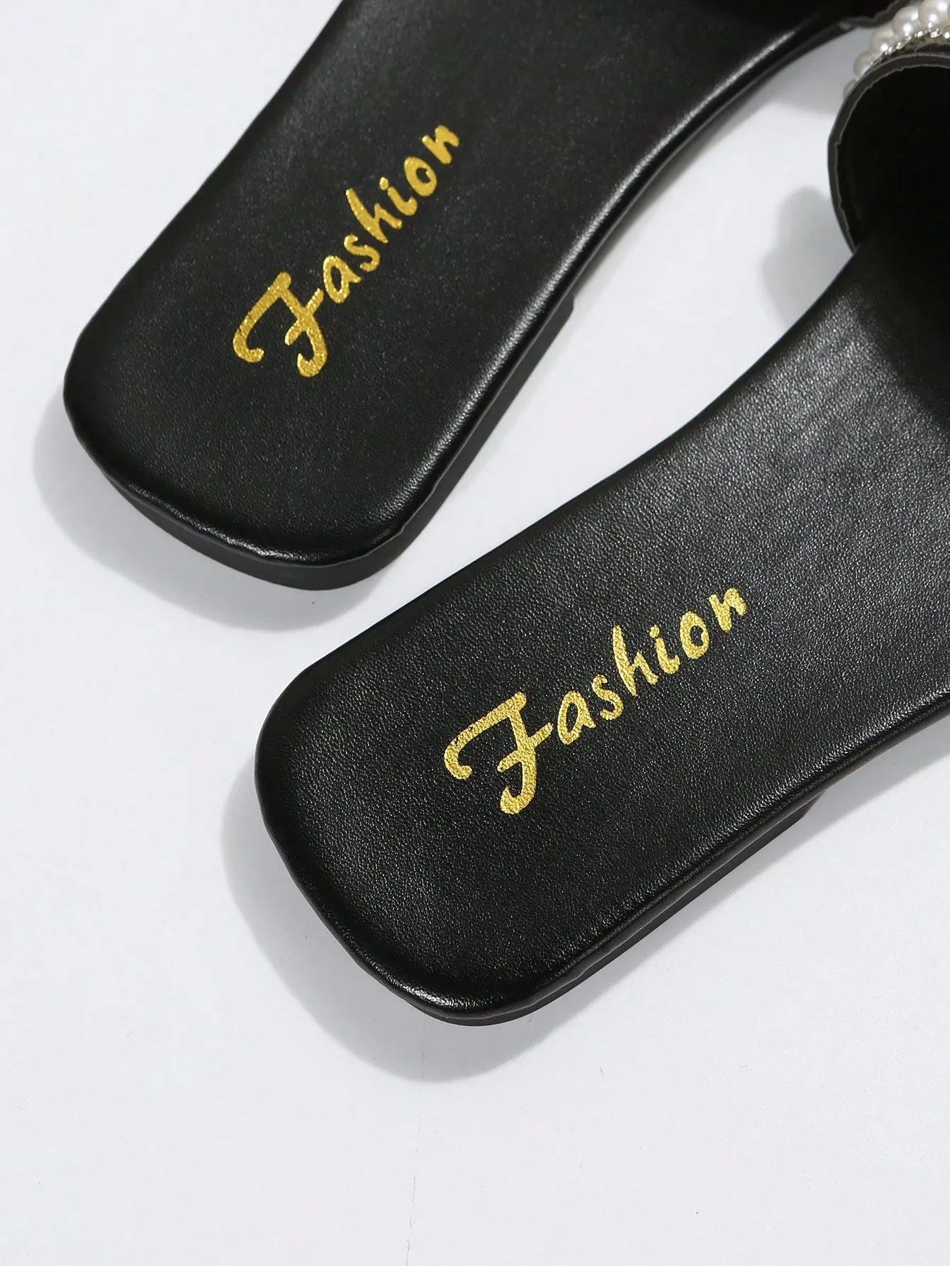 Women Rhinestone & Faux Pearl Decor Slide Sandals, Glamorous Sandals