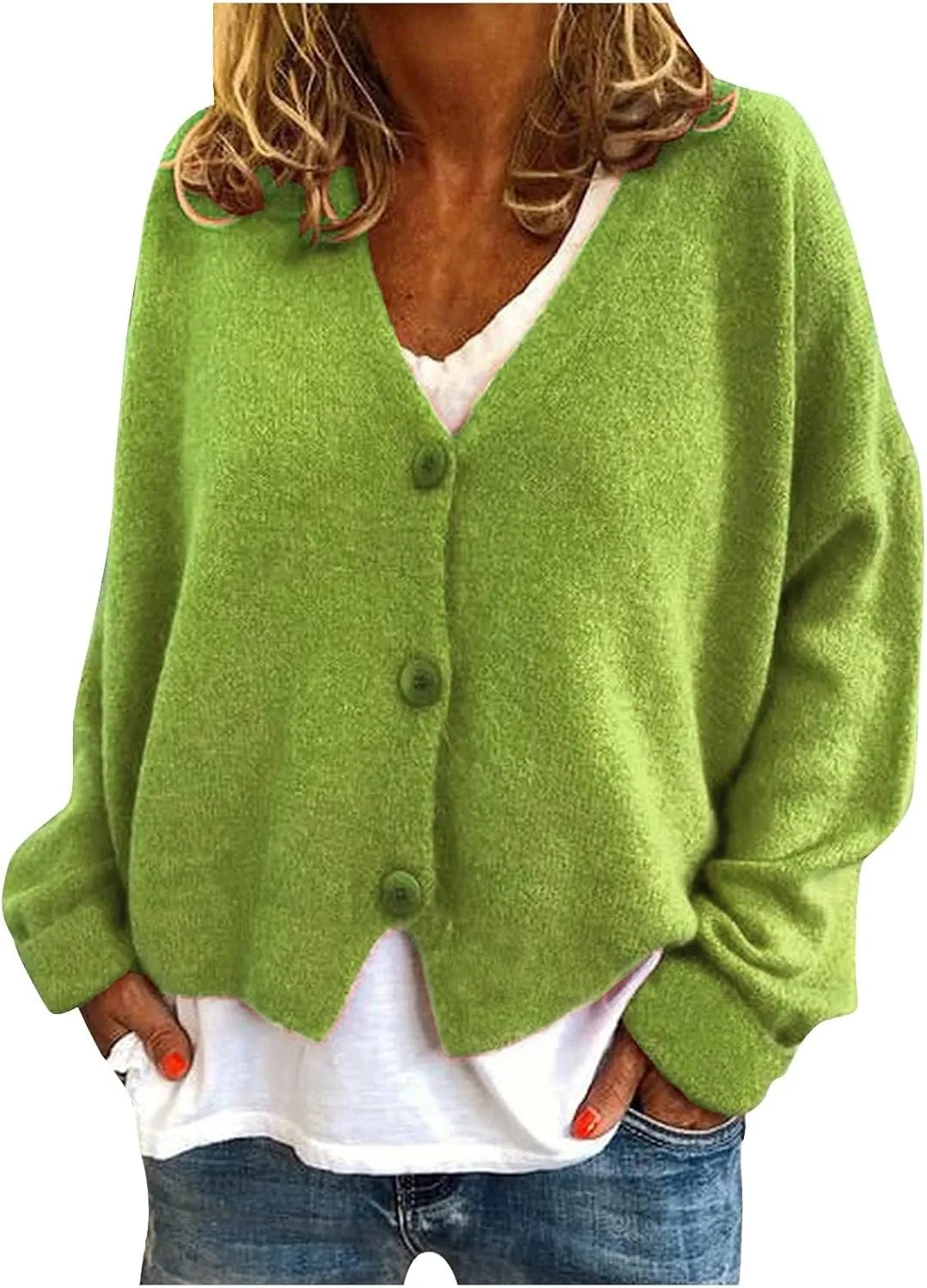 Womens Cropped Cardigan Trendy Fall Fashion Casual Soft Long Sleeve Sweaters Cardigan Button Down Knitwear