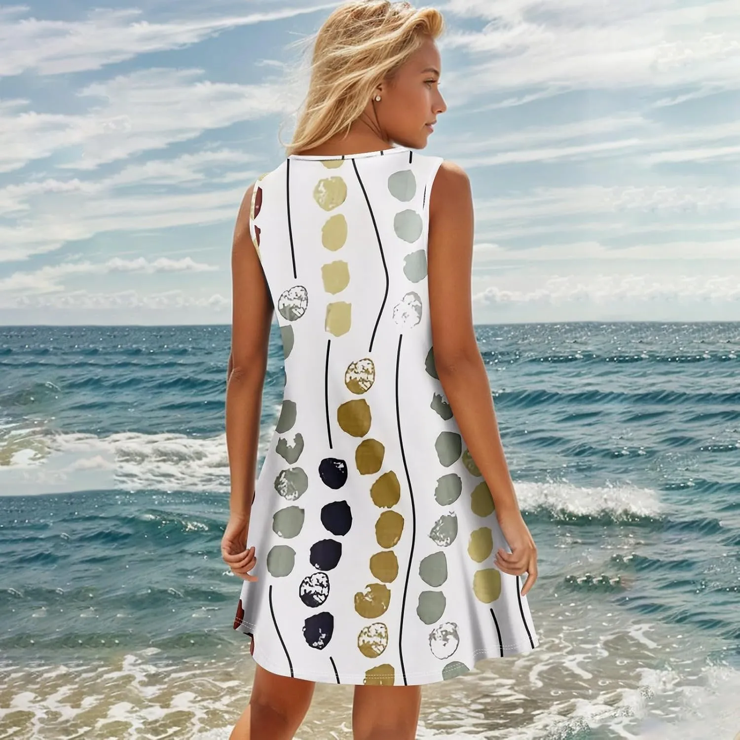 Womens Dresses Casual Plus Size Mini Dress Button Down Tank Dress Summer Clothes V Neck Sleeveless Sundress
