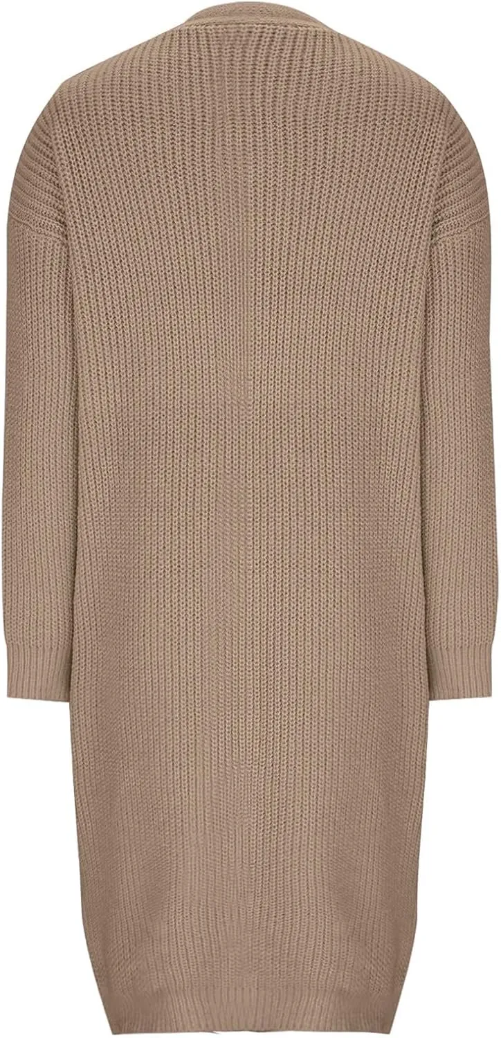 Women's Knit Open Front Cardigan Long Sleeve Chunky Sweaters Outwear Casual Loose Soft Fashion Coat Jacket with Pockets