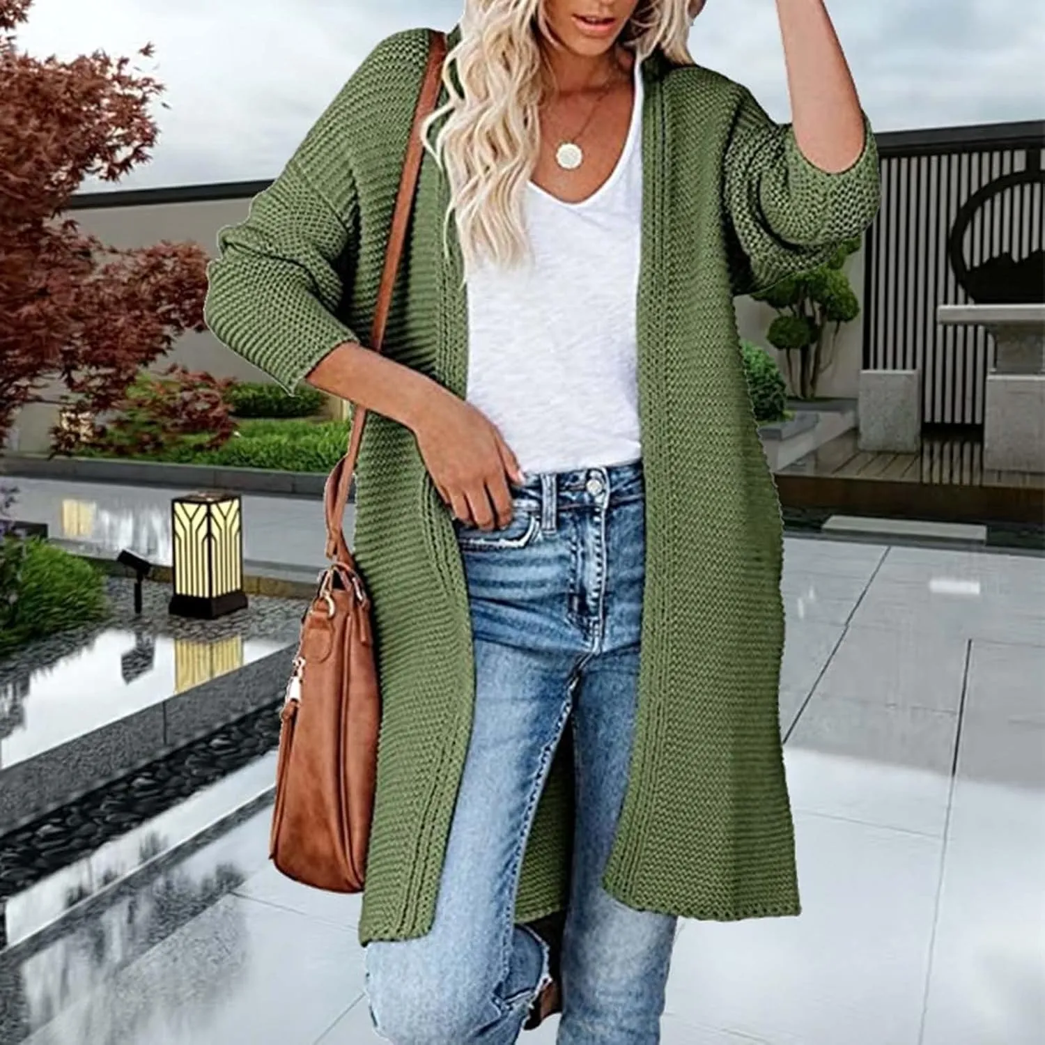 Womens Long Cardigan Sweaters 2022 Fall Oversized Slouchy Knit Chunky Open Front Sweater Coat Cozy Soft Outerwear