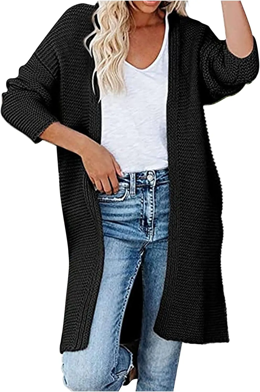 Womens Long Cardigan Sweaters 2022 Fall Oversized Slouchy Knit Chunky Open Front Sweater Coat Cozy Soft Outerwear