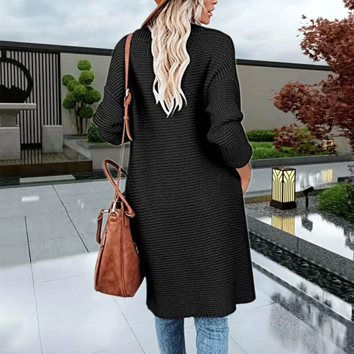 Womens Long Cardigan Sweaters 2022 Fall Oversized Slouchy Knit Chunky Open Front Sweater Coat Cozy Soft Outerwear
