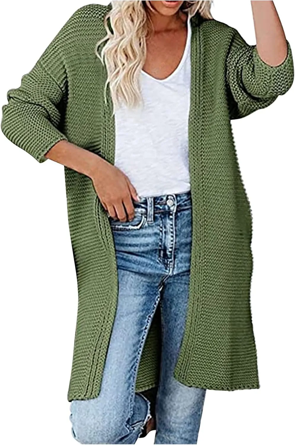 Womens Long Cardigan Sweaters 2022 Fall Oversized Slouchy Knit Chunky Open Front Sweater Coat Cozy Soft Outerwear