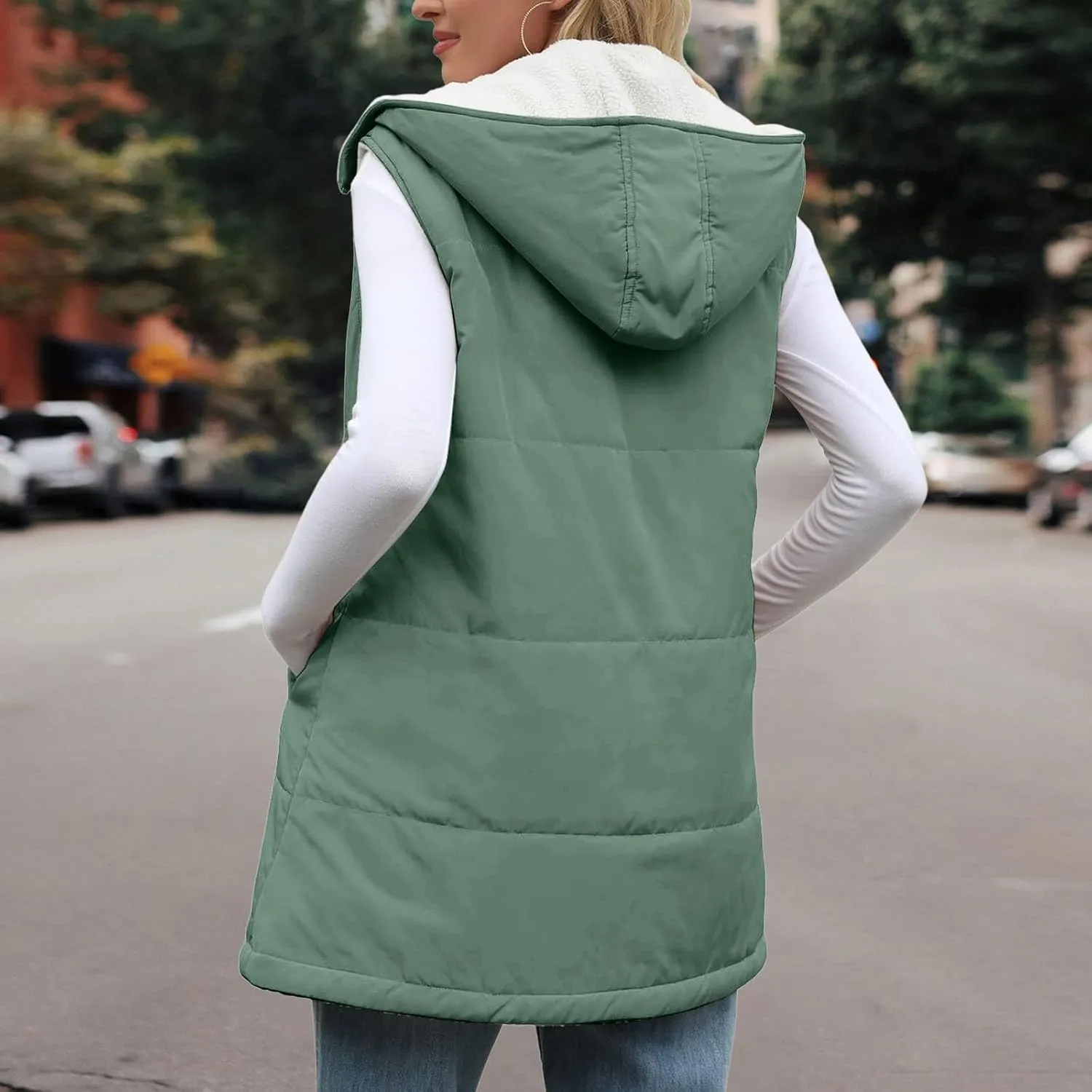 Women's Puffer Jacket Quilted Lightweight Packable Down Parka Oversized Long Padding Jacket Light Warm Hooded Jacket