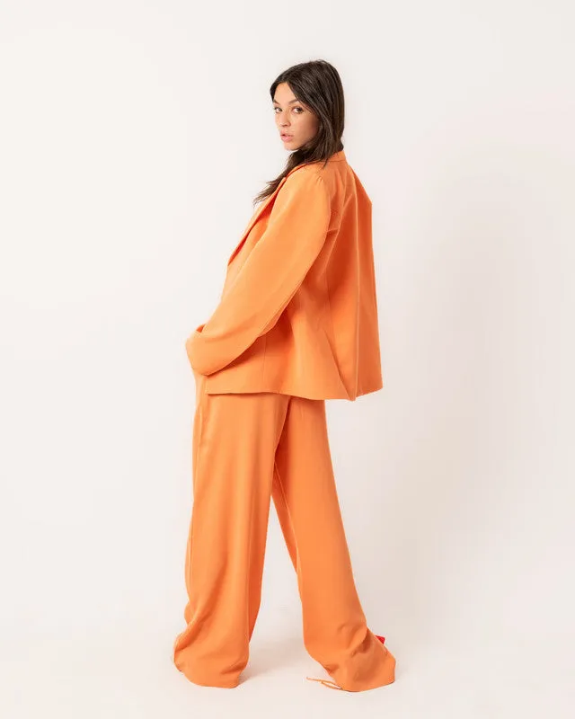 Women's Pure Crepe Mila Blazer Suit Set - Light Orange, Elegant Egyptian Design