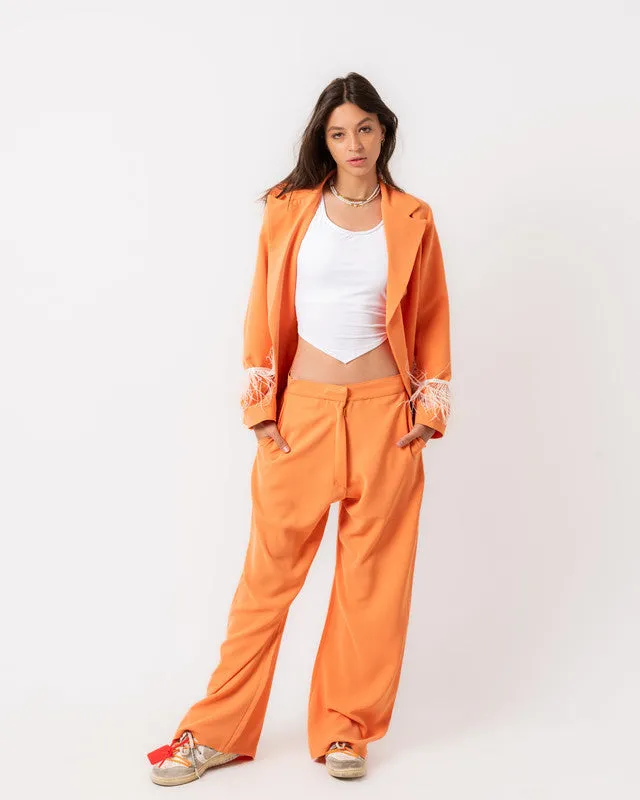 Women's Pure Crepe Mila Blazer Suit Set - Light Orange, Elegant Egyptian Design