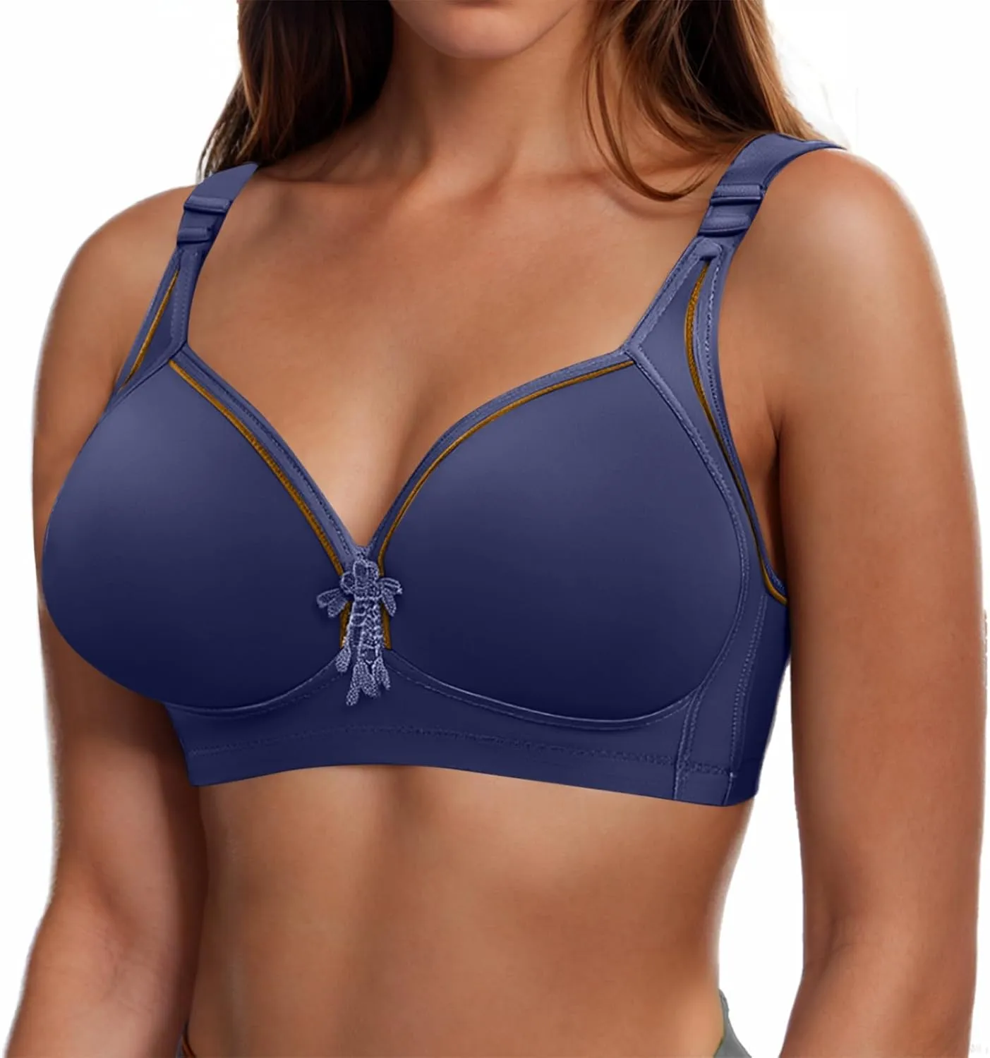 Womens Push Up Bras Full Coverage Supportive Adjustable Wire Free Breathable Plus Size No Underwire Everyday Bra