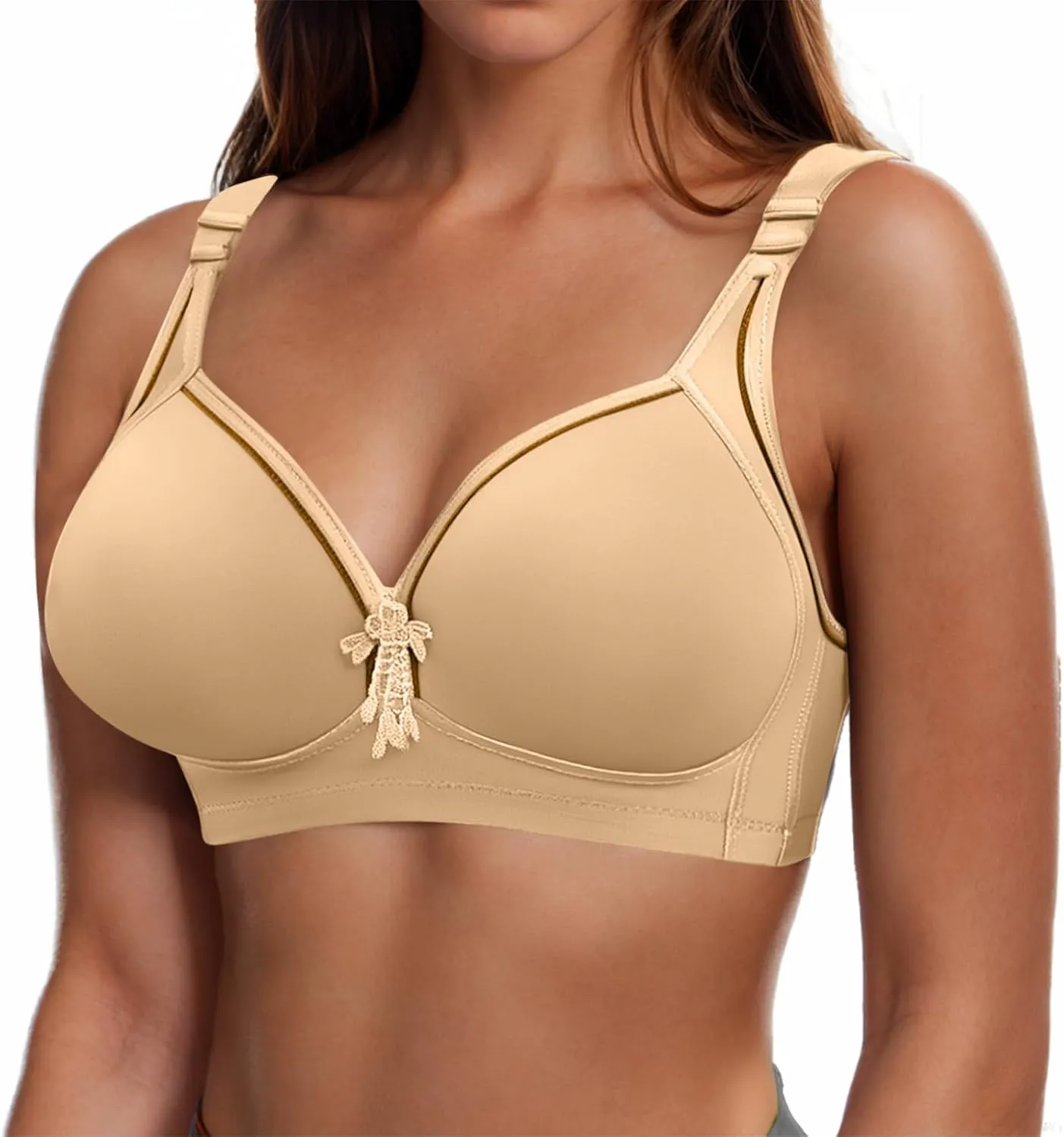 Womens Push Up Bras Full Coverage Supportive Adjustable Wire Free Breathable Plus Size No Underwire Everyday Bra