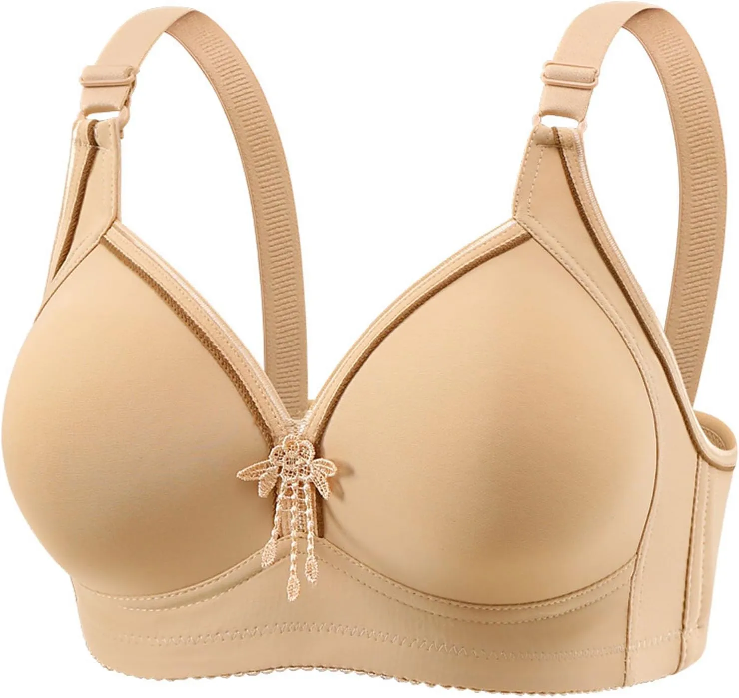 Womens Push Up Bras Full Coverage Supportive Adjustable Wire Free Breathable Plus Size No Underwire Everyday Bra