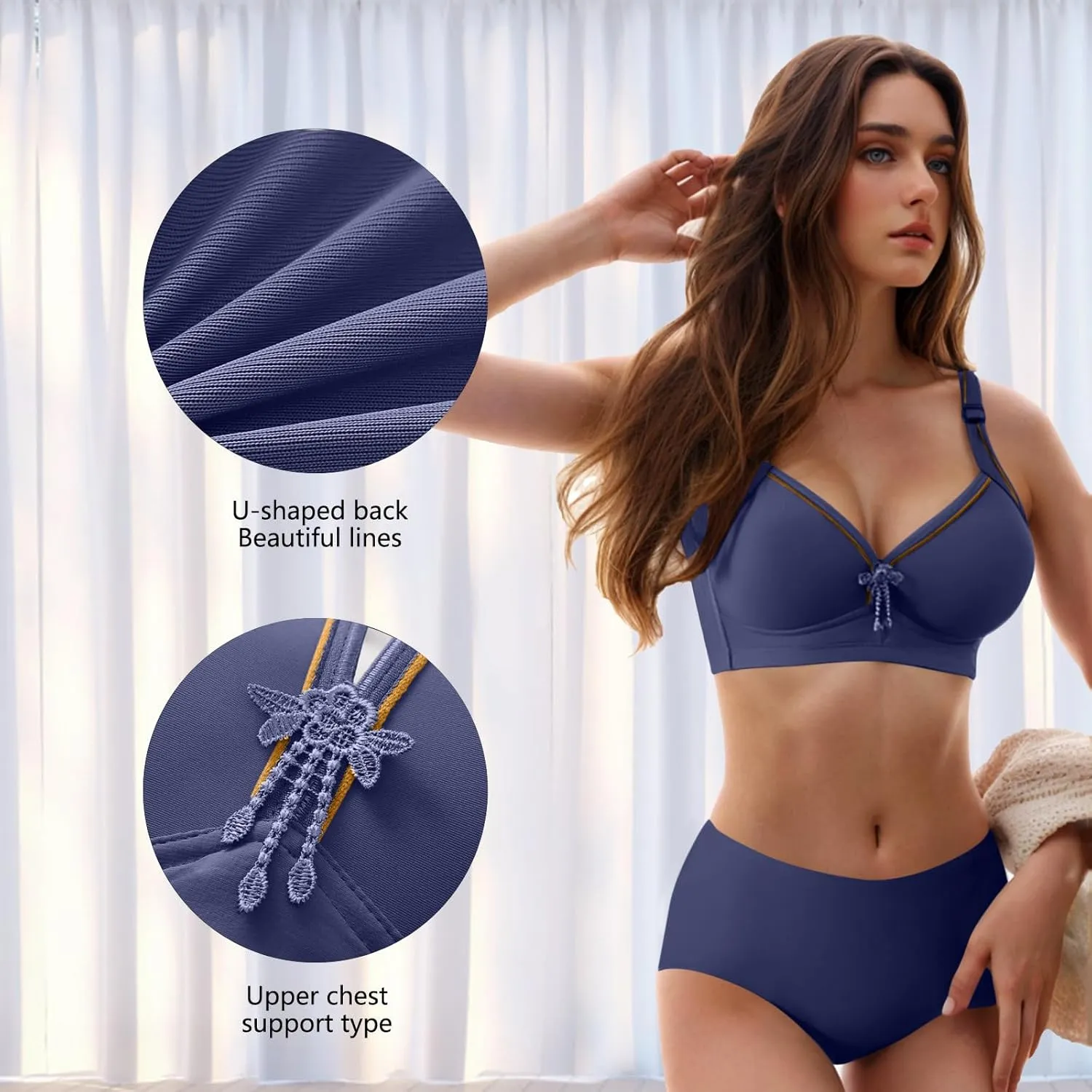 Womens Push Up Bras Full Coverage Supportive Adjustable Wire Free Breathable Plus Size No Underwire Everyday Bra