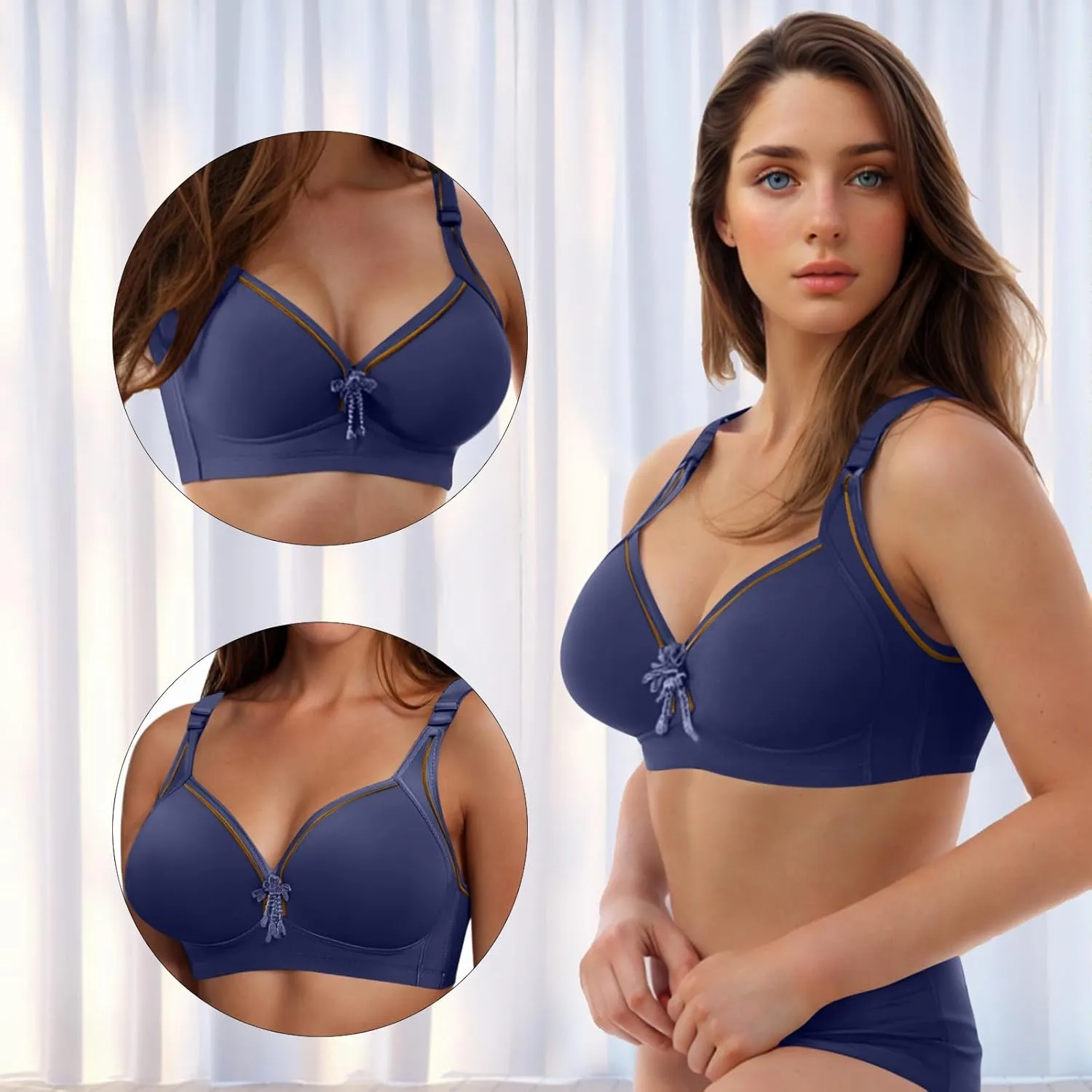 Womens Push Up Bras Full Coverage Supportive Adjustable Wire Free Breathable Plus Size No Underwire Everyday Bra