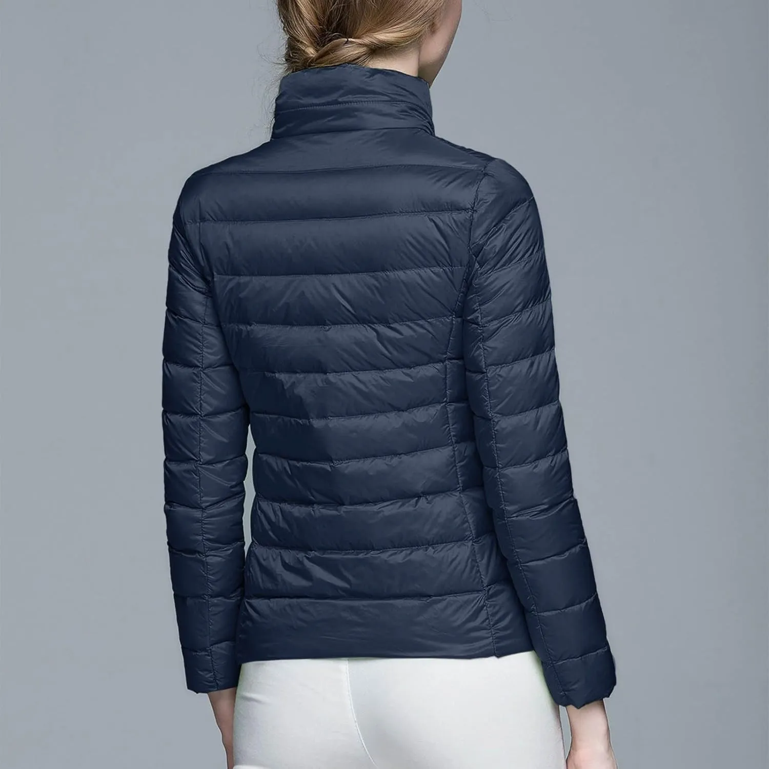 Womens Short Down Coats Winter Packable Puffer Jackets Hooded Ultra Light Quilted Winter Coats with Pockets Outerwear