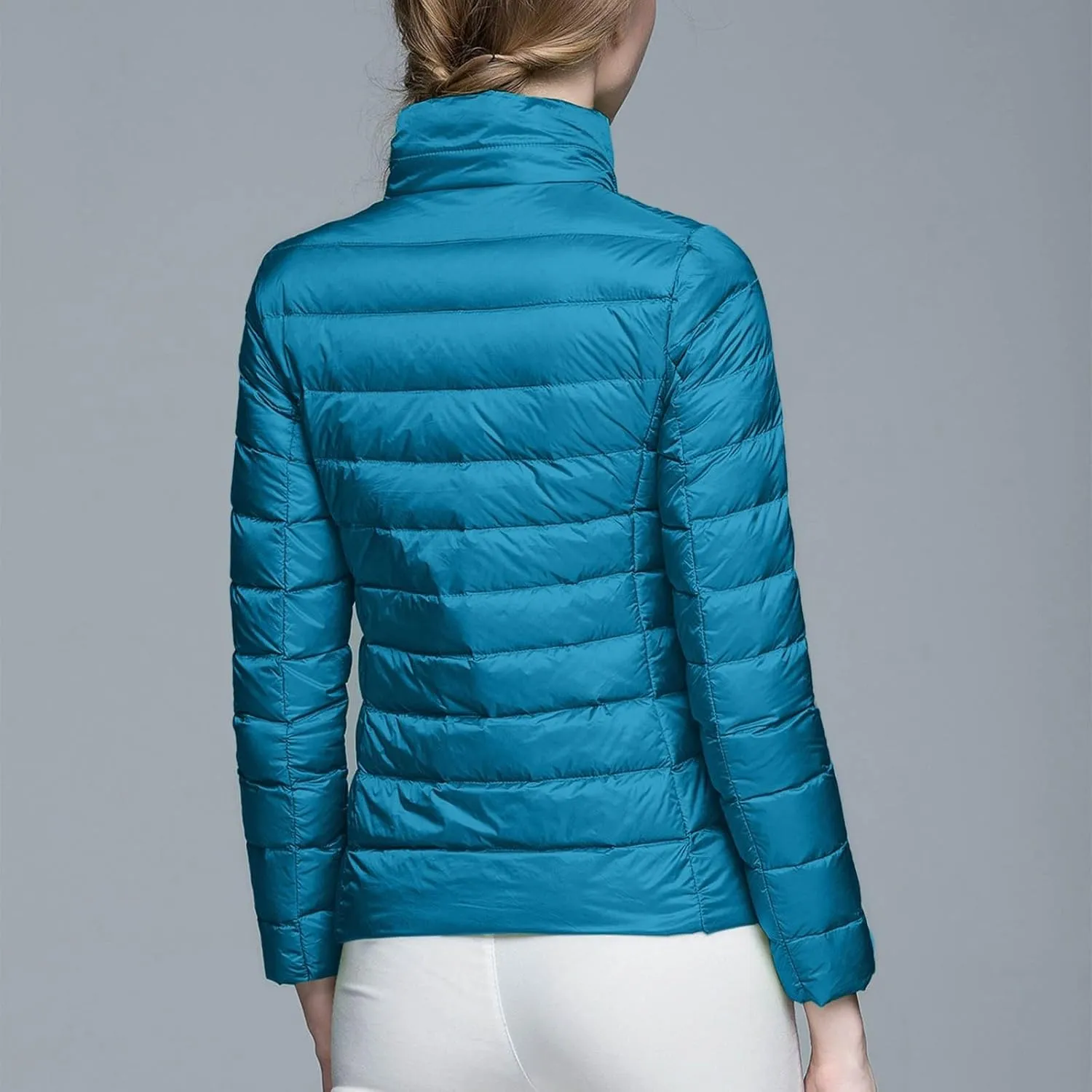 Womens Short Down Coats Winter Packable Puffer Jackets Hooded Ultra Light Quilted Winter Coats with Pockets Outerwear