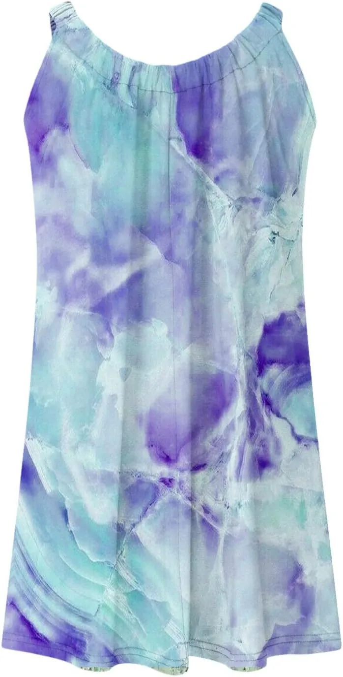Women's Sleeveless Summer Dresses Casual Dress Aline Mini Dress Floral Printed Swing Dress Vacation Beach Dress