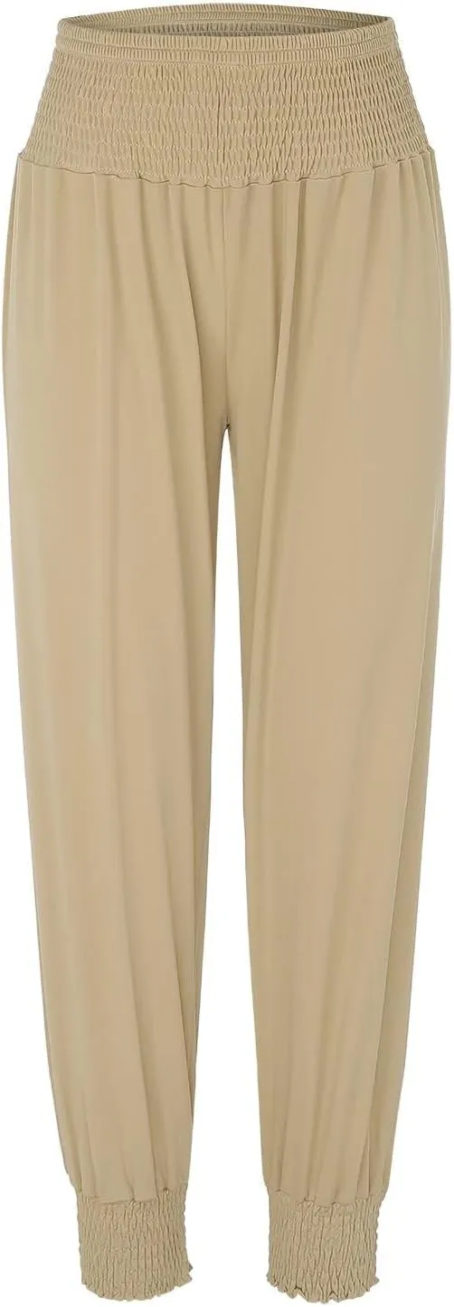 Womens Yoga Pants Comfortable Tapered Athletic Pant Harem Pant Elastic Waist Solid Color Loose Lounge Pants Trousers