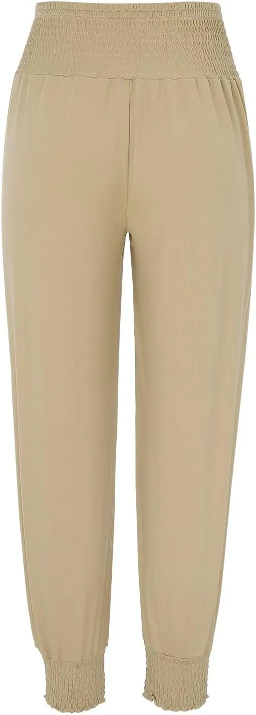 Womens Yoga Pants Comfortable Tapered Athletic Pant Harem Pant Elastic Waist Solid Color Loose Lounge Pants Trousers