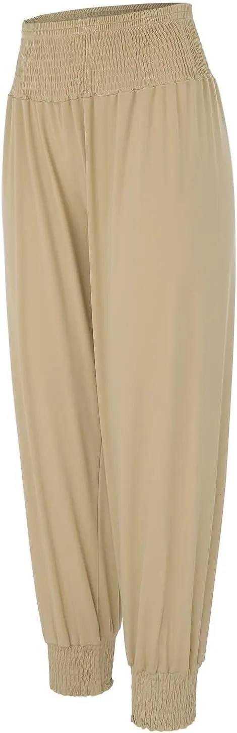Womens Yoga Pants Comfortable Tapered Athletic Pant Harem Pant Elastic Waist Solid Color Loose Lounge Pants Trousers