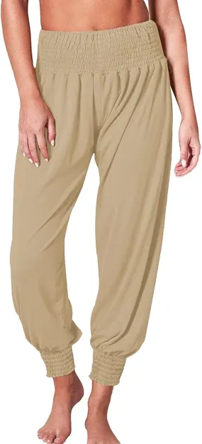 Womens Yoga Pants Comfortable Tapered Athletic Pant Harem Pant Elastic Waist Solid Color Loose Lounge Pants Trousers