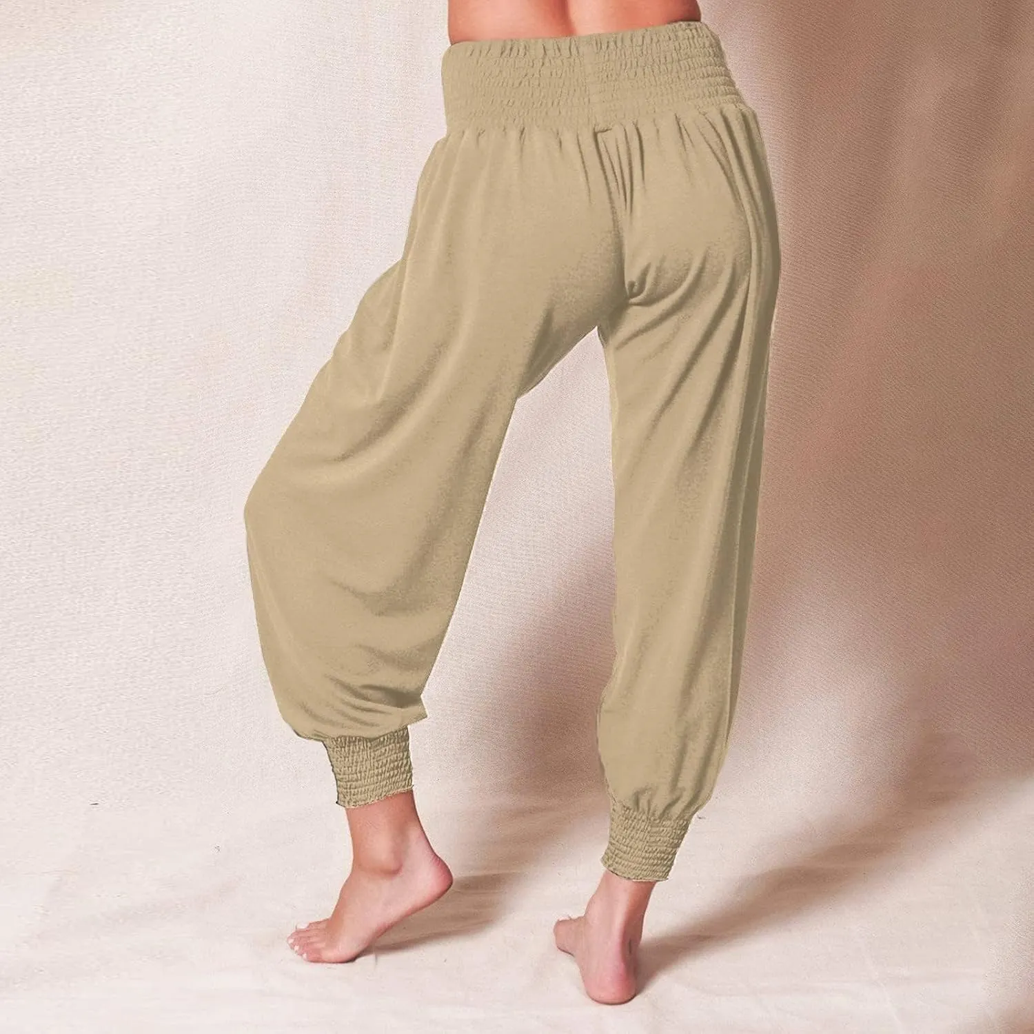 Womens Yoga Pants Comfortable Tapered Athletic Pant Harem Pant Elastic Waist Solid Color Loose Lounge Pants Trousers