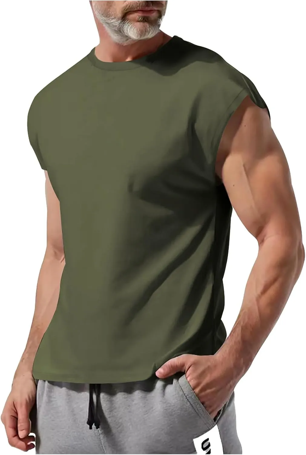 Xiaojmake Mens Workout Tank Tops Loose Athletic Sleeveless Sports T-Shirt Cap Sleeve Running Breathable Gym Muscle Tee Shirt