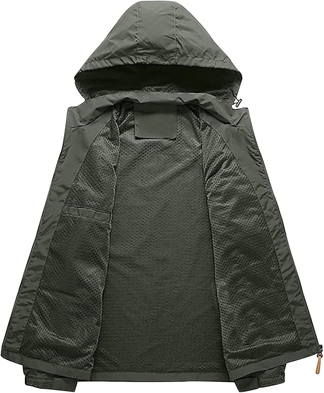Xiaojmake Rain Coat For Men Lightweight Snow Ski Jacket Waterproof Hooded Windbreaker Full Zip Quilted Fall Light Jacket
